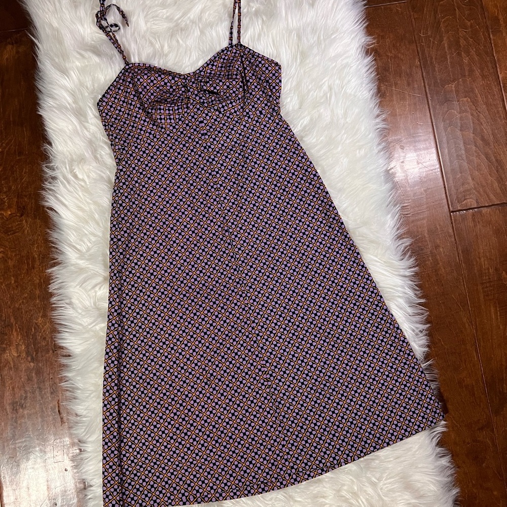 True vintage Marks and Spencer St Michael summer dress tie straps a-line US 2-4